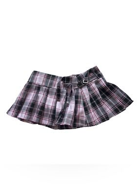 Y2K Plaid Pleated Mini Skirt in Pink and Black